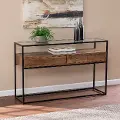 CM1014103 Olivern Glass-Top Industrial Console Table