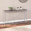 CM1652 Arendal Faux Stone & Silver Skinny Console Table