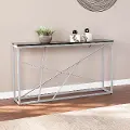 CM1652 Arendal Faux Stone & Silver Skinny Console Table