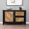 HZ1003005 Holly & Martin Chekshire Black & Rattan Storage Cabinet