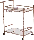 HZ3585 Ivers Rose Gold Metal Mirrored Bar Cart