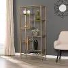 HZ5774 Jaymes Gold Metal & Glass Asymmetrical Bookcase
