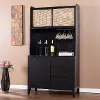 KA1096212 Carondale Black & Rattan Buffet Cabinet with Hutch