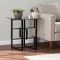 OC1139506 Clanlin Black Glass-Top Accent Table