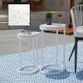 OD1089804 Vicanno White Terrazzo Outdoor Nesting Tables, Set of 2
