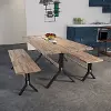 OD113233 Standlake Outdoor Wood Dining Set with Benches – 3pc