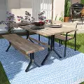OD113234 Standlake Outdoor Wood Dining Set with Bench – 4pc