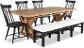 Macon Natural and Black 6 Piece Dining Set