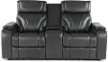 Arya Gray Power Reclining Loveseat with Power Headrests, Massage and Console