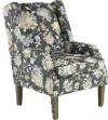 Whimsey Graphite Floral Wing Chair