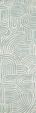 S185-IVTE-2.6X8-ST283 Chelsea Trenton Teal Wool Hand Tufted Runner Rug