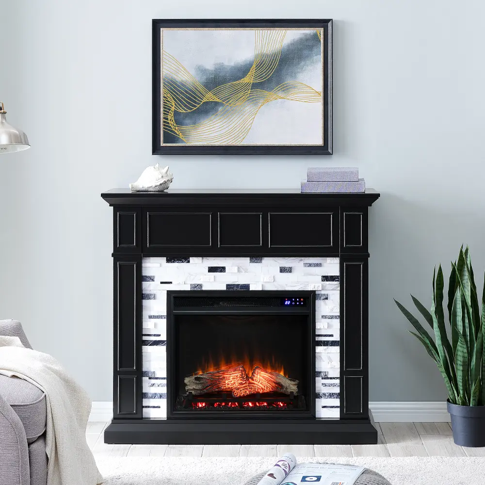 FR1080859 Drovling Black & Marble Touch Screen Electric Fireplace-1