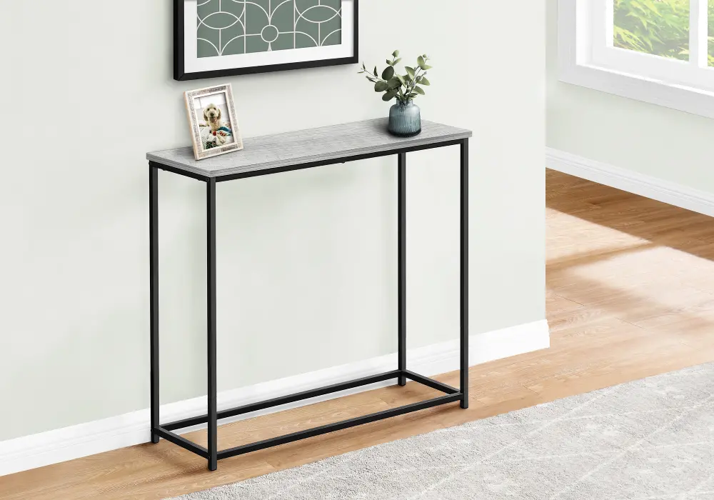 Blaine Gray and Black Narrow Console Table-1