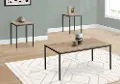 Carly Taupe and Black 3 Piece Living Room Table Set