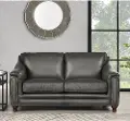 Billingham Ash Gray Leather Loveseat