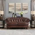 Nottingham Caramel Brown Leather Loveseat