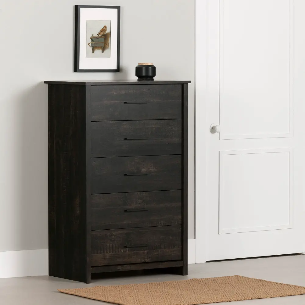 14756 Fernley Rubbed Black Chest of Drawers - South Shore-1