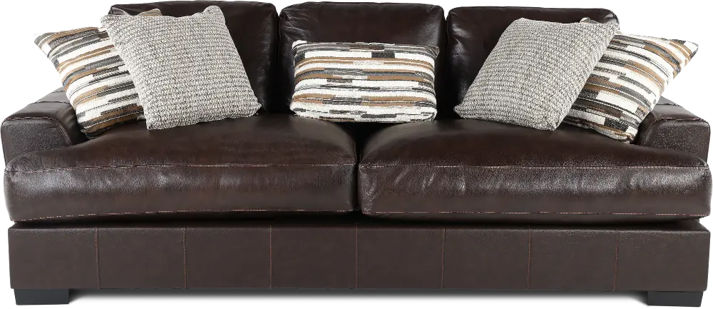 Bodie Chocolate Brown Leather-Match Sofa-1