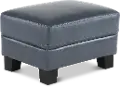 Manhattan Blue Leather Ottoman
