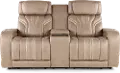 Tacama Sand Power Reclining Loveseat with Audio
