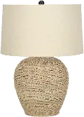 25 Inch Rattan Beige Table Lamp