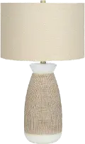 27 Inch Cream and Beige Ceramic Table Lamp