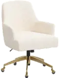 78-9GLDLNNTLC Shelby Linen Talc Office Chair with Gold Base