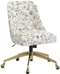 84-9GLDRPCAVBLKCRMLCB Rifle Paper Co. Oxford Aviary Cream & Black Office Chair