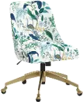 84-9GLDRPCPCBLWHLCB Rifle Paper Co. Oxford Blue Peacock Office Chair