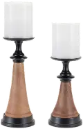 Large Wood and Iron Candle Holder