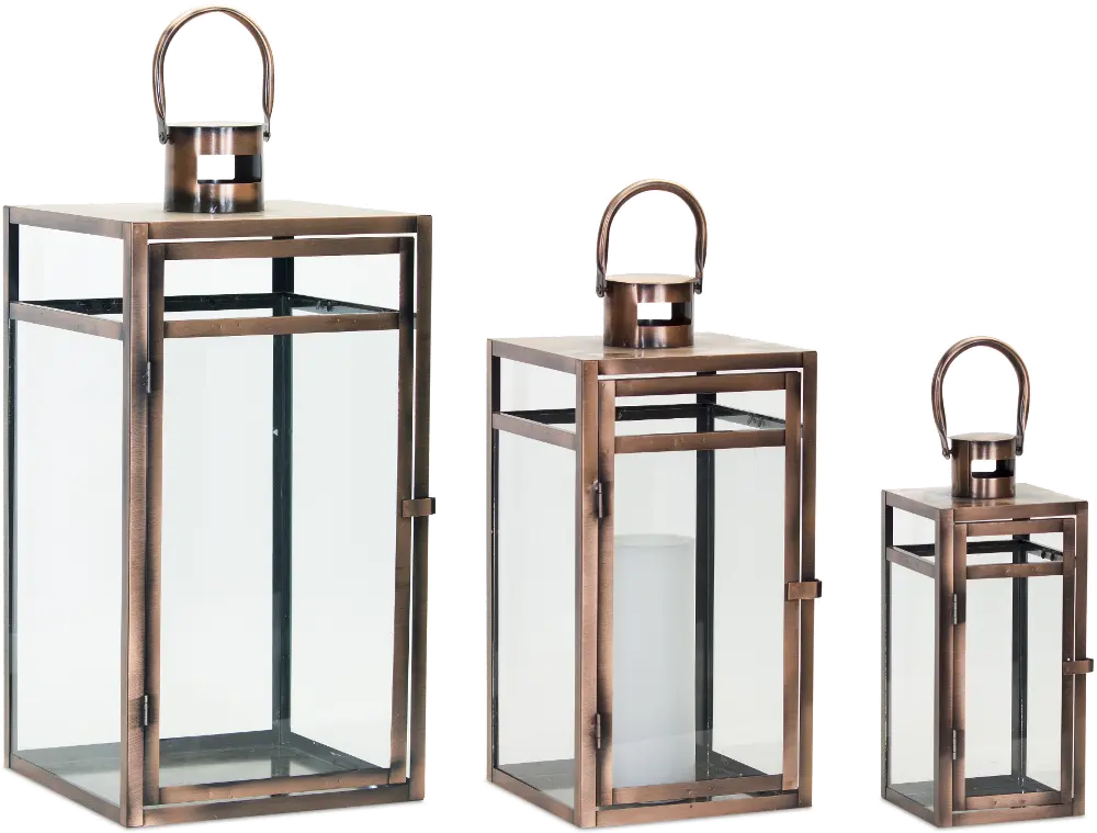 Small 11.75 Inch Glass and Metal Lantern-1
