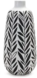 Small Black and White Leafy Vase