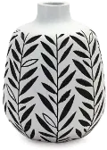 Large Black and White Leafy Vase
