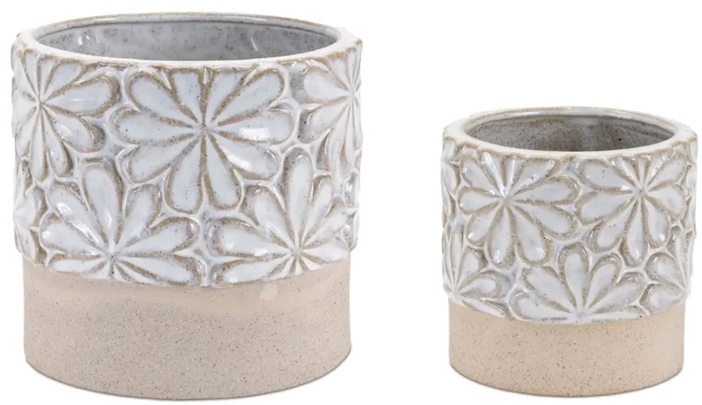 Small White Floral Ceramic Container with Lid-1