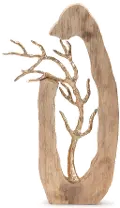 20 Inch Gold Aluminum Branch in Wood Sculpture
