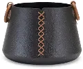 9 Black Iron Round Container