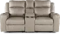 Lavenhorne Pebble Beige Reclining Loveseat with Center Console