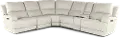 Rushton White Leather 6 Piece Power Reclining Sectional with Multimedia Console