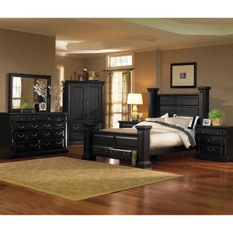 Black Classic 4 Piece California King Bed Bedroom Set Torreon Rc Willey Furniture Store 