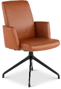 Hygge Brown Leather Swivel Dining Arm Chair