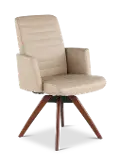Hygge Sandstone Leather Swivel Dining Arm Chair