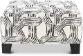 Fandango Slate Gray and White Ottoman