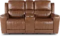Pierce Caramel Brown Power Reclining Loveseat with Console
