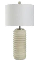 32 Brie and Brushed Steel Table Lamp