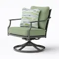 AAR01001P02 Thurston Gray and Green Patio Swivel Club Rocker