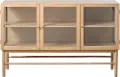 Elsa Natural Oak 3 Door Glass Panel Sideboard
