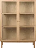 Elsa Natural Oak 55 Inch High Glass Panel Cabinet