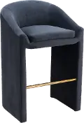 Meda Midnight Gray Velvel Barstool