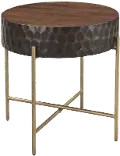 Santa Cruz Antique Bronze and Brown End Table