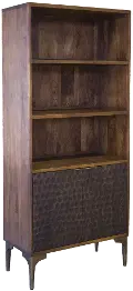 Santa Cruz Antique Bronze and Brown Bookcase
